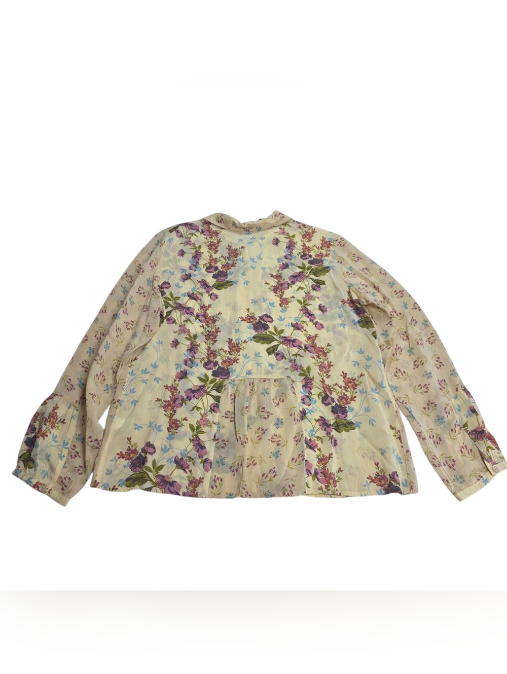 J Jill Sheer Retro Floral Button Down Women's Shirt - Picture 5 of 14